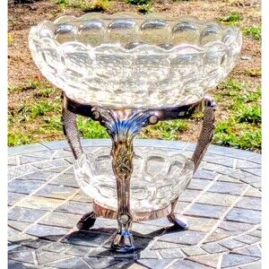 VTG F.B. Rogers Silver Company Epergne 2-Tier Bowl Centerpiece Table Display NOS